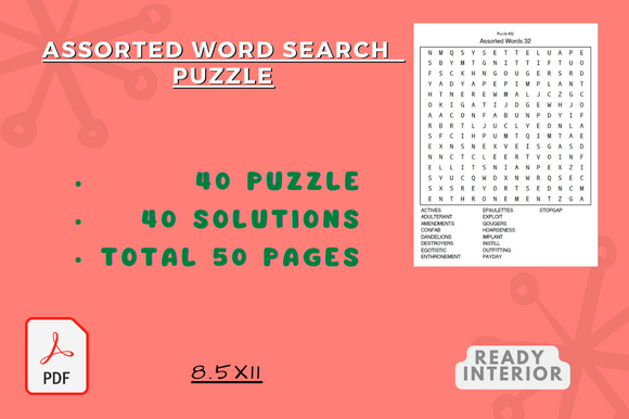 Assorted Word Search Adult Activity: A Practical Guide for Craft, Relaxation, and Business