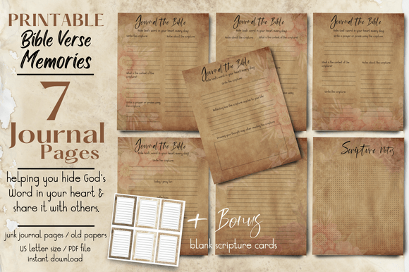 Hiding God’s Word in Your Heart: Your Guide to the 7 Bible Verse Memory Junk Journal Pages