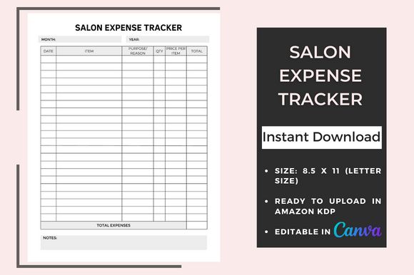 Salon Expense Tracker: The Practical Interior for Building Your Low-Content Publishing Business