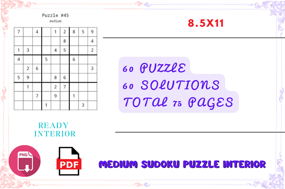 Sudoku Medium Puzzles Interior KDP for Publishers