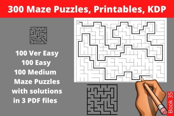 The Creative and Cognitive Potential of 300 Maze Puzzles, Easy and Medium